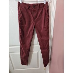 American Eagle Mens Flex Slim Chino Pants Burgundy Maroon 29x34 Cotton Stretch